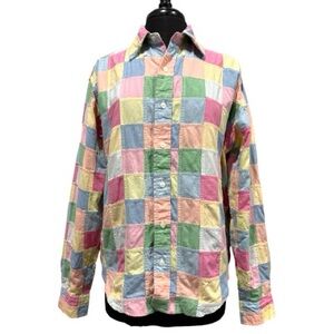 Brooks Brothers Patchwork Madras Button-Down Shirt Classic Fit Size Medium